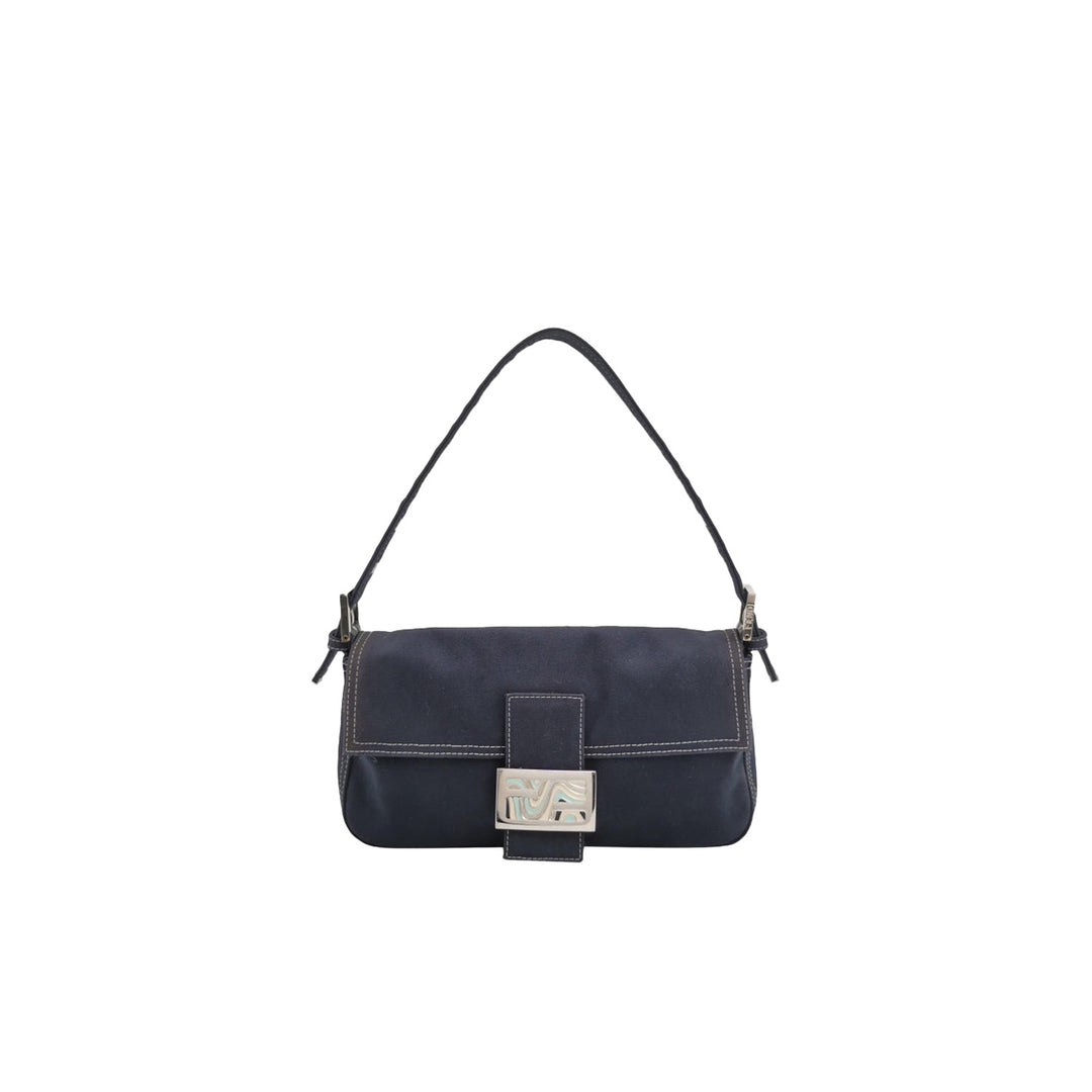 Fendi Baguette Handbag in Blue Canvas