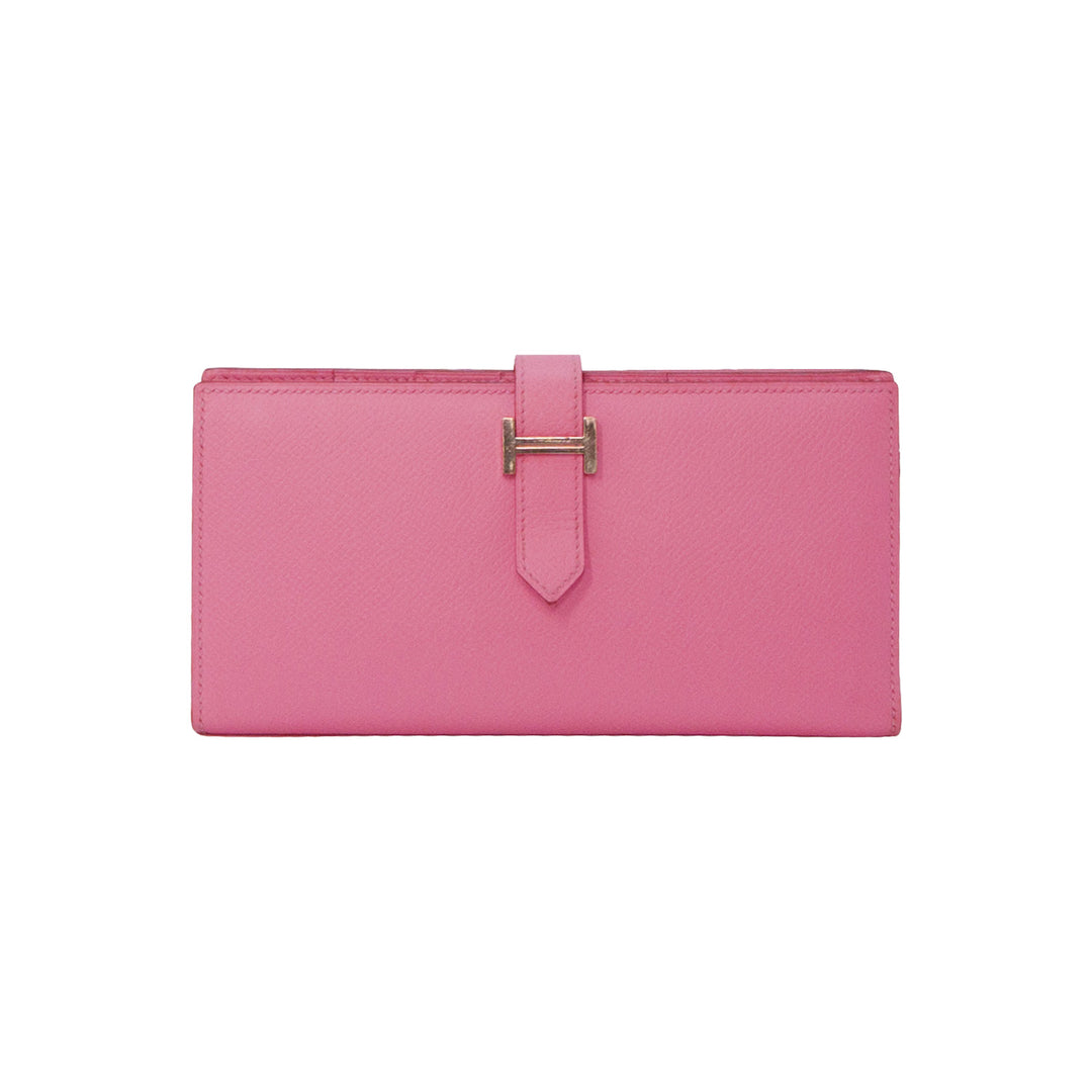Hermès Bearn Long Wallet Pink Epsom Leather Silver Hardware
