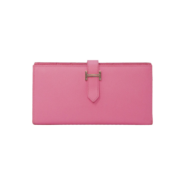 Hermès Bearn Long Wallet Pink Epsom Leather Silver Hardware