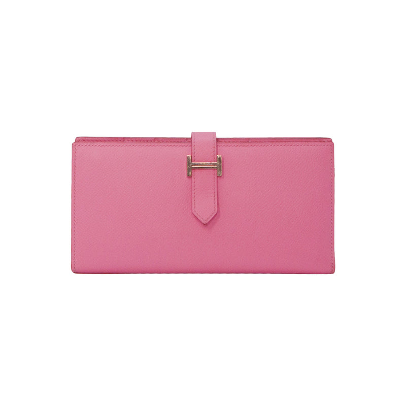 Hermès Bearn Long Wallet Pink Epsom Leather Silver Hardware