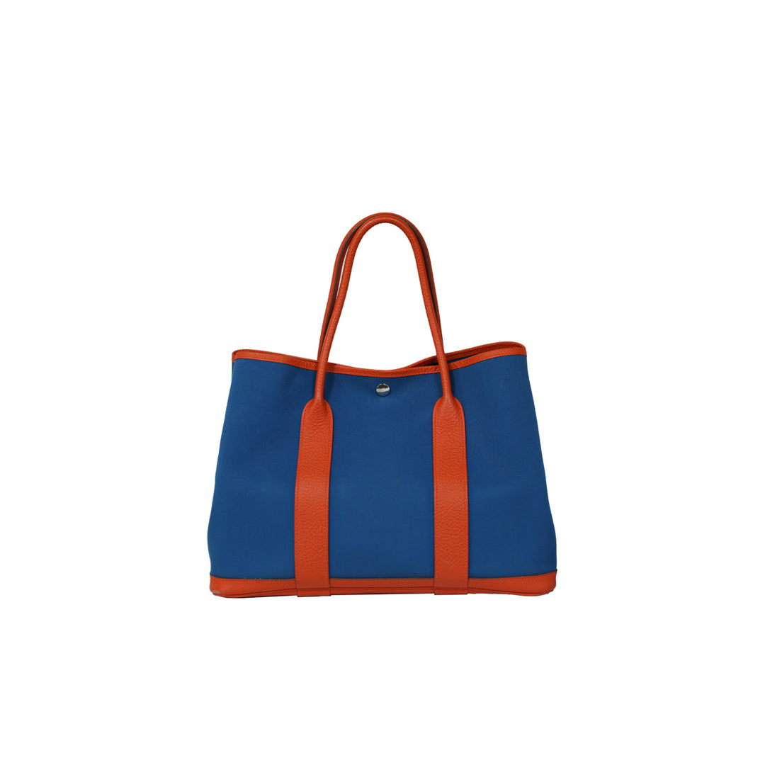 Hermès Garden Party 36 PM in Orange Blue with Silver Hardware