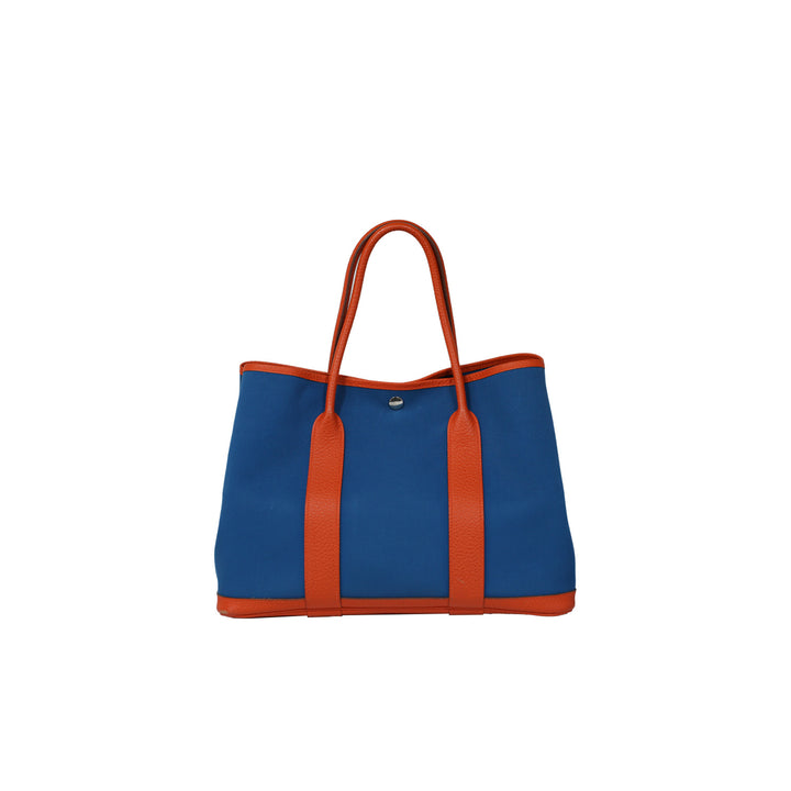 Hermès Garden Party 36 PM in Orange Blue with Silver Hardware