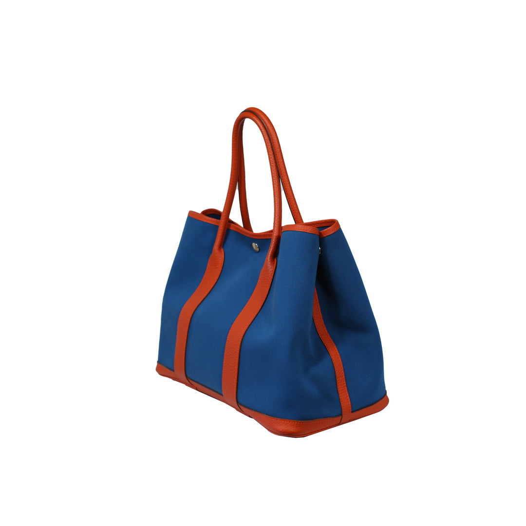 Hermès Garden Party 36 PM in Orange Blue with Silver Hardware