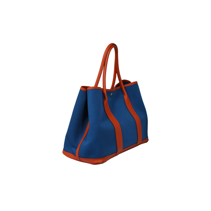 Hermès Garden Party 36 PM in Orange Blue with Silver Hardware