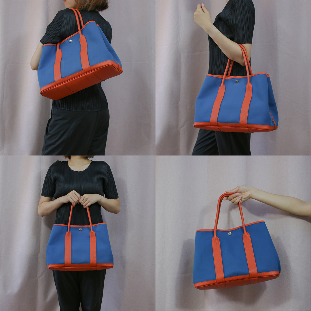 Hermès Garden Party 36 PM in Orange Blue with Silver Hardware