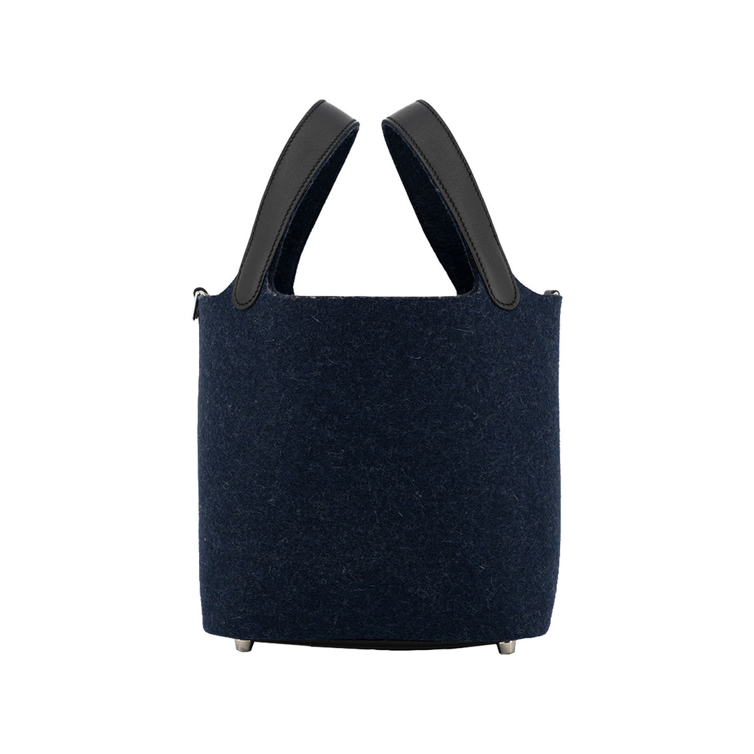 Hermès Picotin Lock 18 PM Tote Bag Felt Swift leather in Black and Blue
