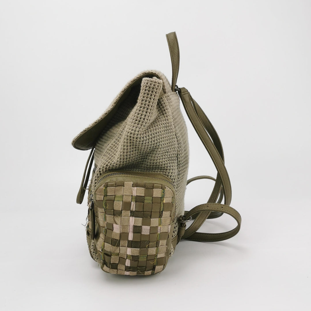 Chanel Cuba Pocket Backpack Tweed Canvas Khaki