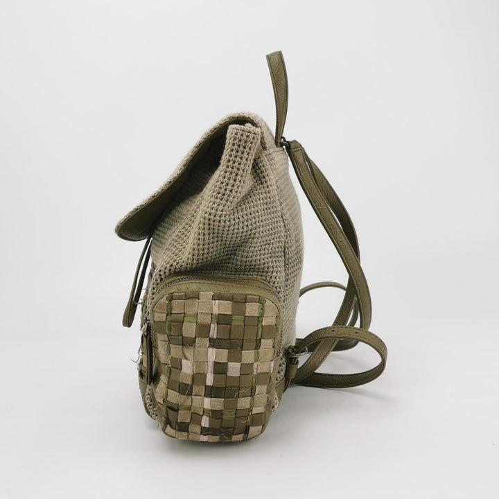 Chanel Cuba Pocket Backpack Tweed Canvas Khaki