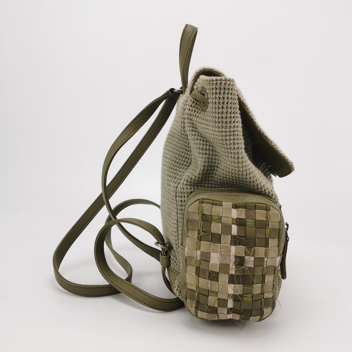 Chanel Cuba Pocket Backpack Tweed Canvas Khaki