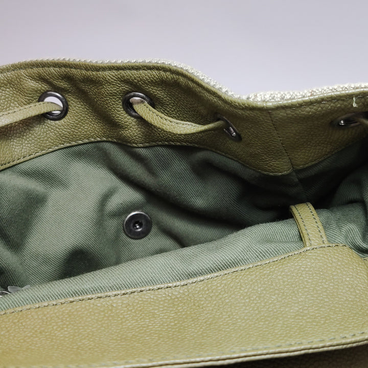 Chanel Cuba Pocket Backpack Tweed Canvas Khaki