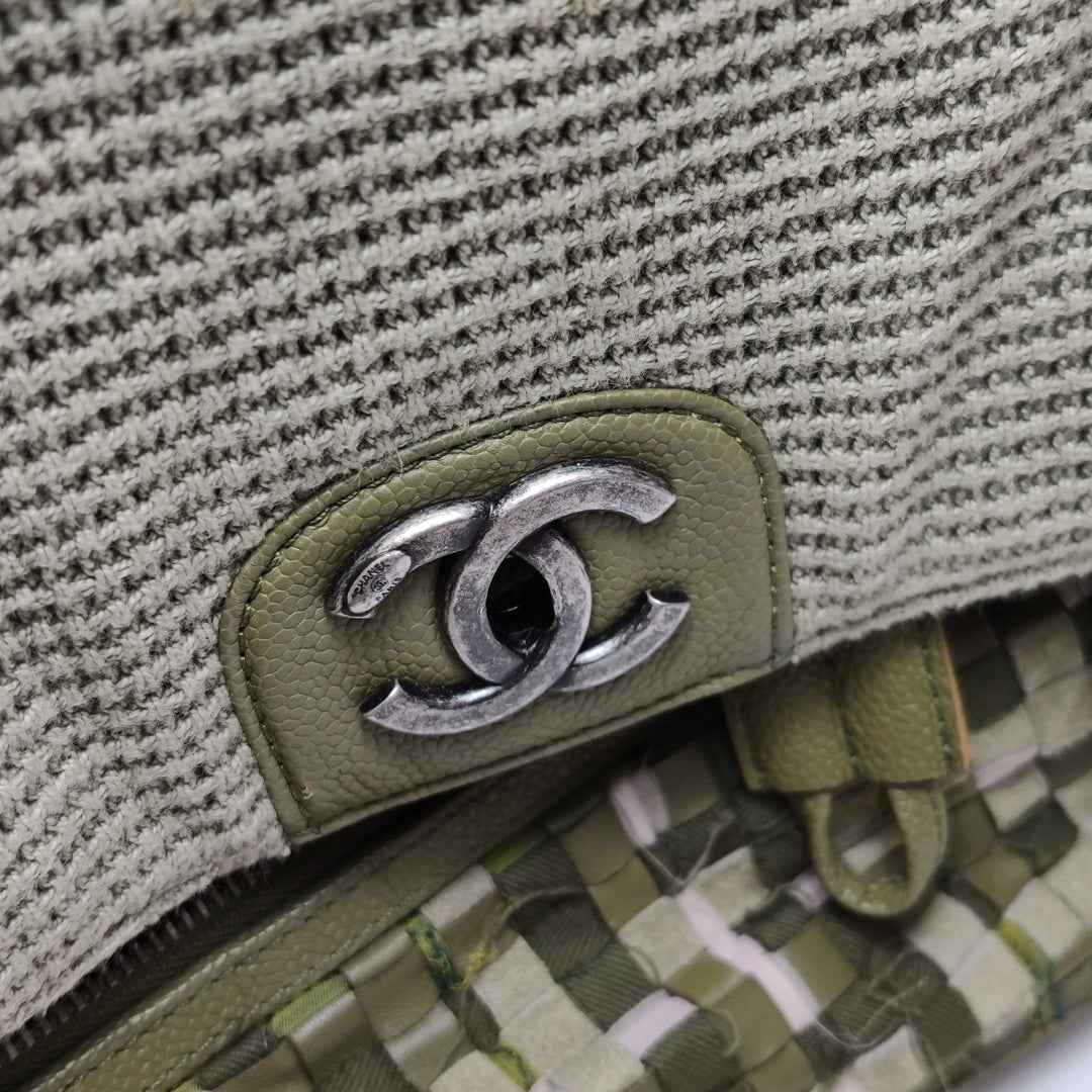 Chanel Cuba Pocket Backpack Tweed Canvas Khaki