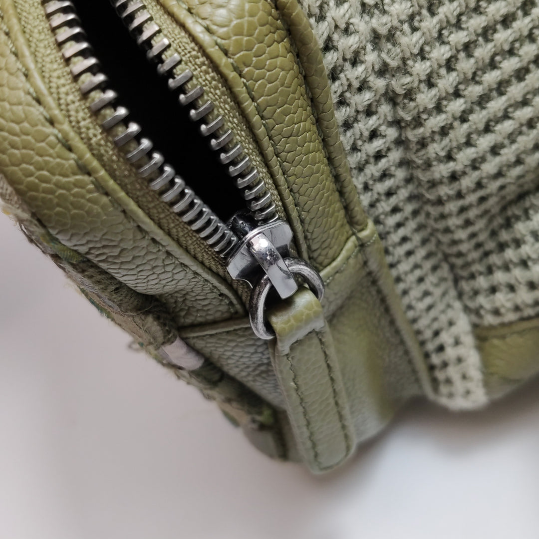 Chanel Cuba Pocket Backpack Tweed Canvas Khaki