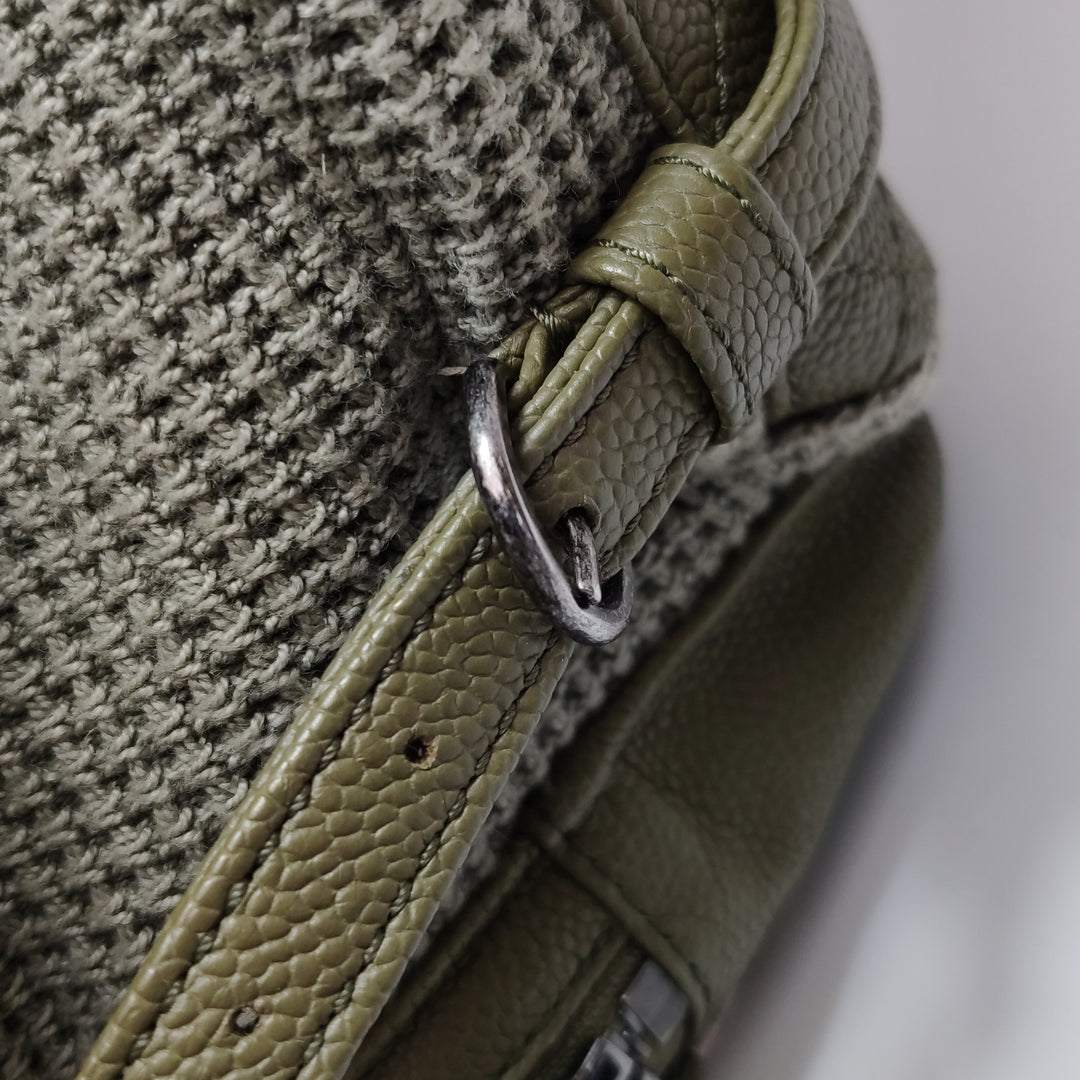Chanel Cuba Pocket Backpack Tweed Canvas Khaki