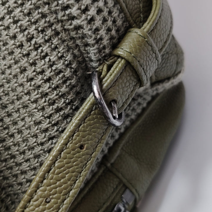 Chanel Cuba Pocket Backpack Tweed Canvas Khaki