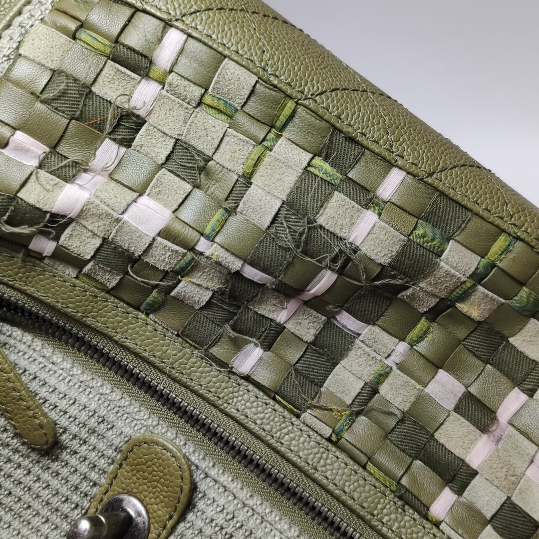 Chanel Cuba Pocket Backpack Tweed Canvas Khaki