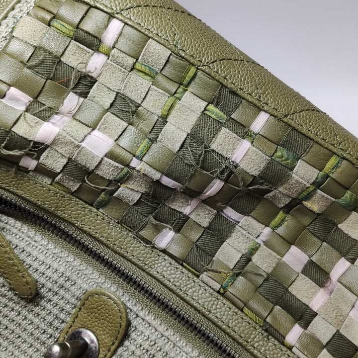 Chanel Cuba Pocket Backpack Tweed Canvas Khaki