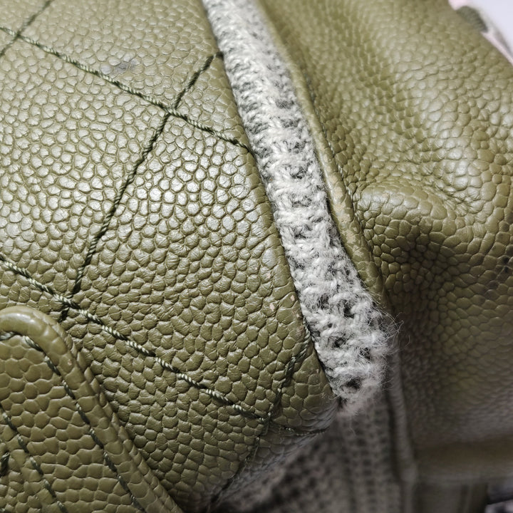 Chanel Cuba Pocket Backpack Tweed Canvas Khaki