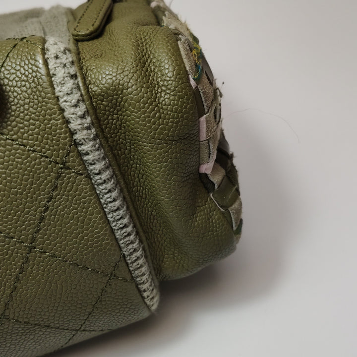 Chanel Cuba Pocket Backpack Tweed Canvas Khaki