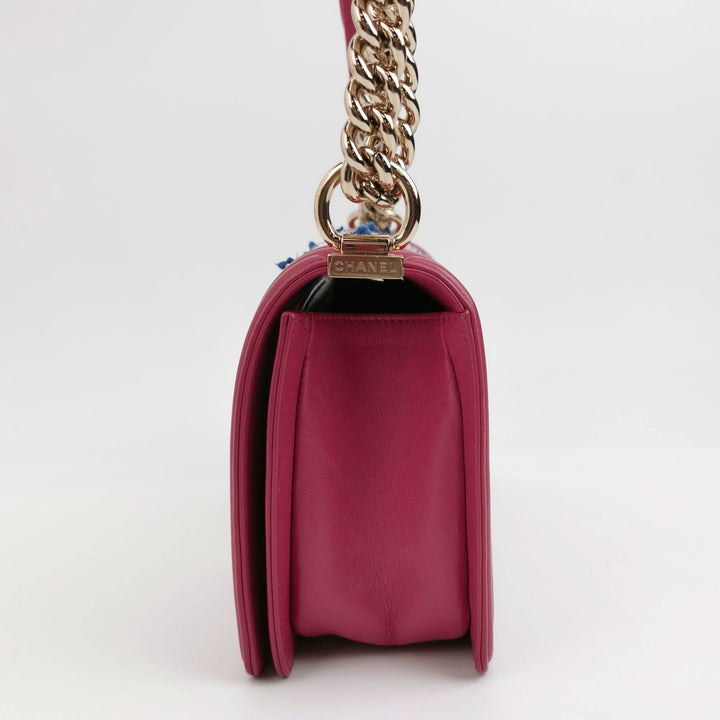 Chanel Leboy Flap Bag in Pink Multi Colour Tweed Lambskin Gold hardware