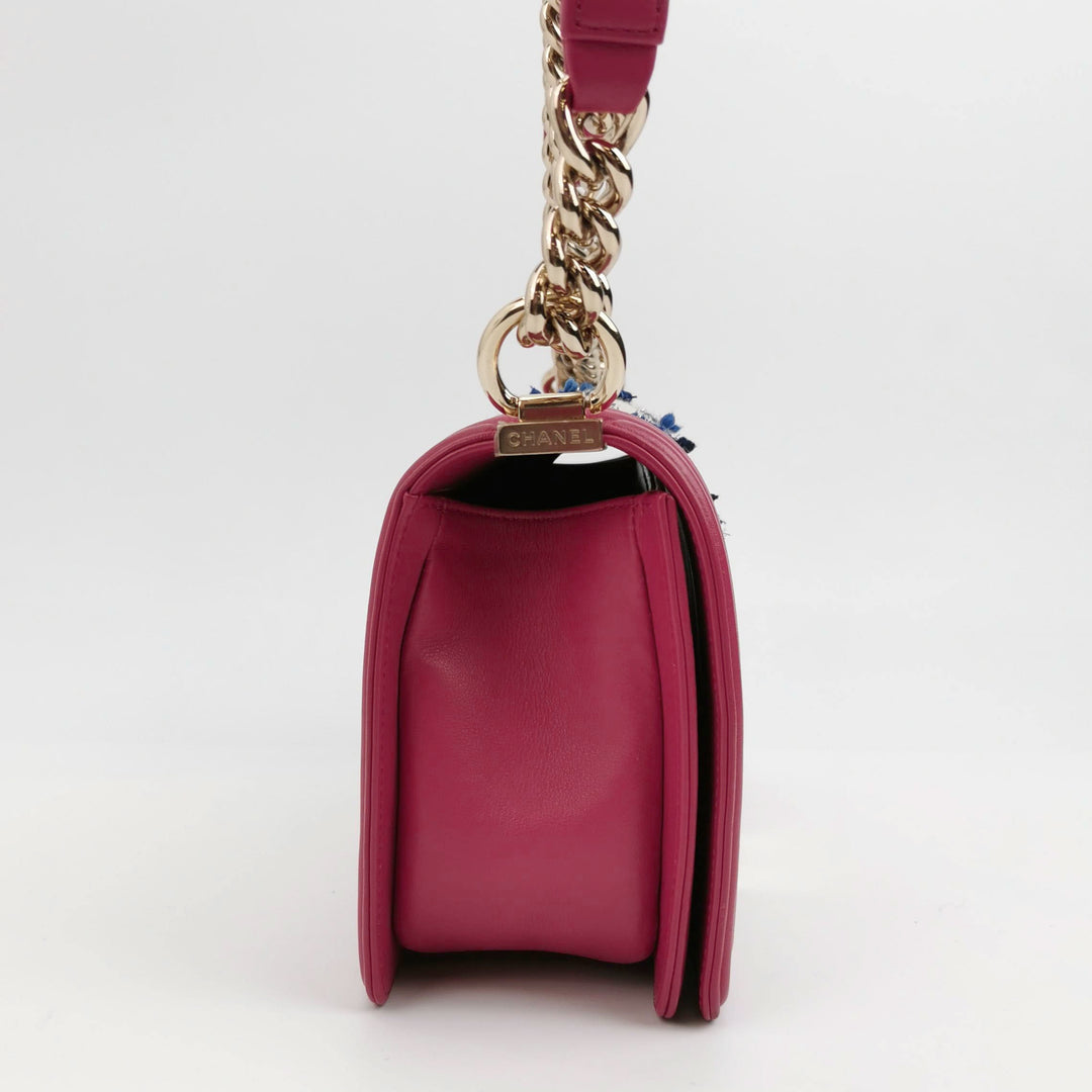 Chanel Leboy Flap Bag in Pink Multi Colour Tweed Lambskin Gold hardware