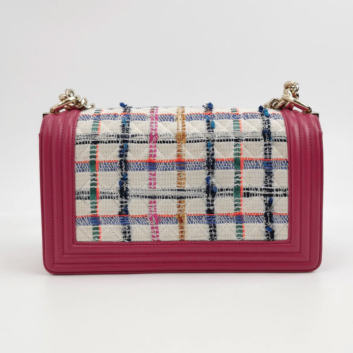 Chanel Leboy Flap Bag in Pink Multi Colour Tweed Lambskin Gold hardware
