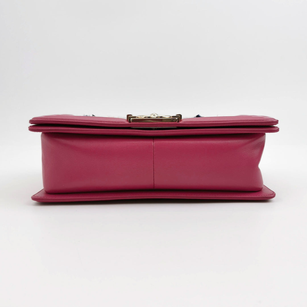 Chanel Leboy Flap Bag in Pink Multi Colour Tweed Lambskin Gold hardware
