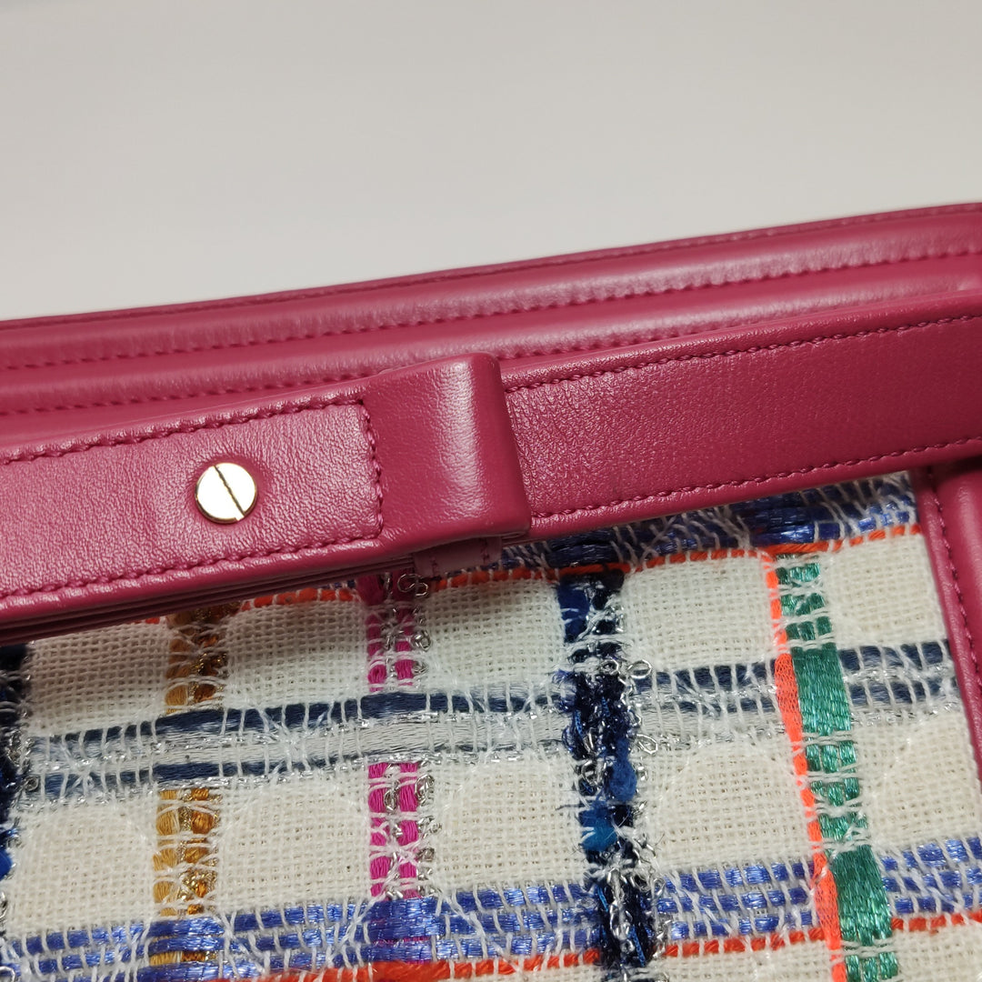 Chanel Leboy Flap Bag in Pink Multi Colour Tweed Lambskin Gold hardware