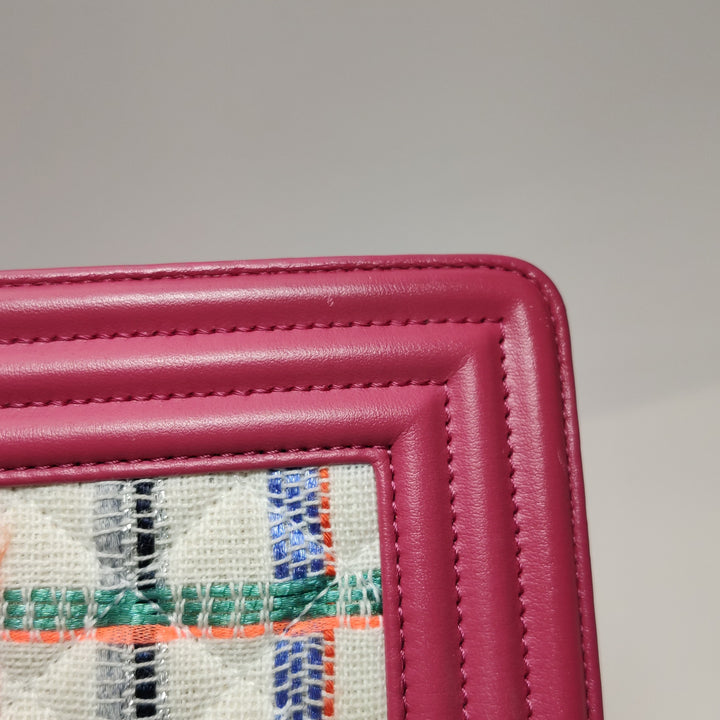 Chanel Leboy Flap Bag in Pink Multi Colour Tweed Lambskin Gold hardware