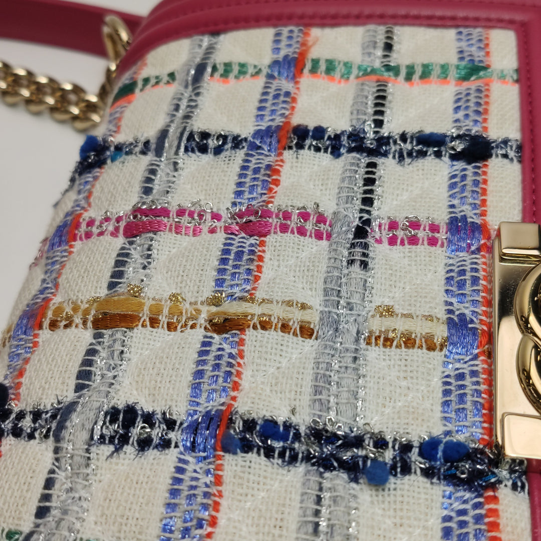 Chanel Leboy Flap Bag in Pink Multi Colour Tweed Lambskin Gold hardware