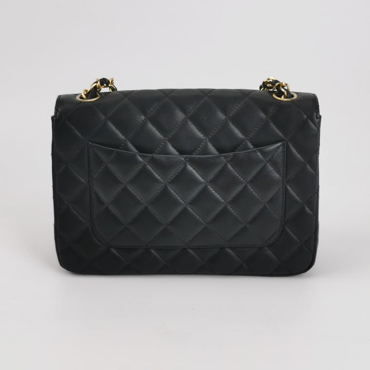 Chanel Vintage Classic Single Flap Bag Black Gold CC Logo