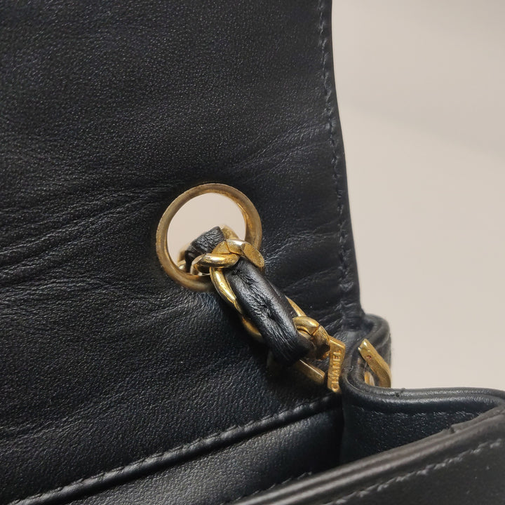 Chanel Vintage Classic Single Flap Bag Black Gold CC Logo