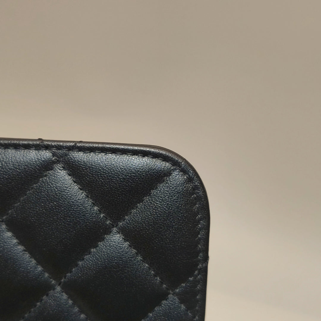 Chanel Vintage Classic Single Flap Bag Black Gold CC Logo