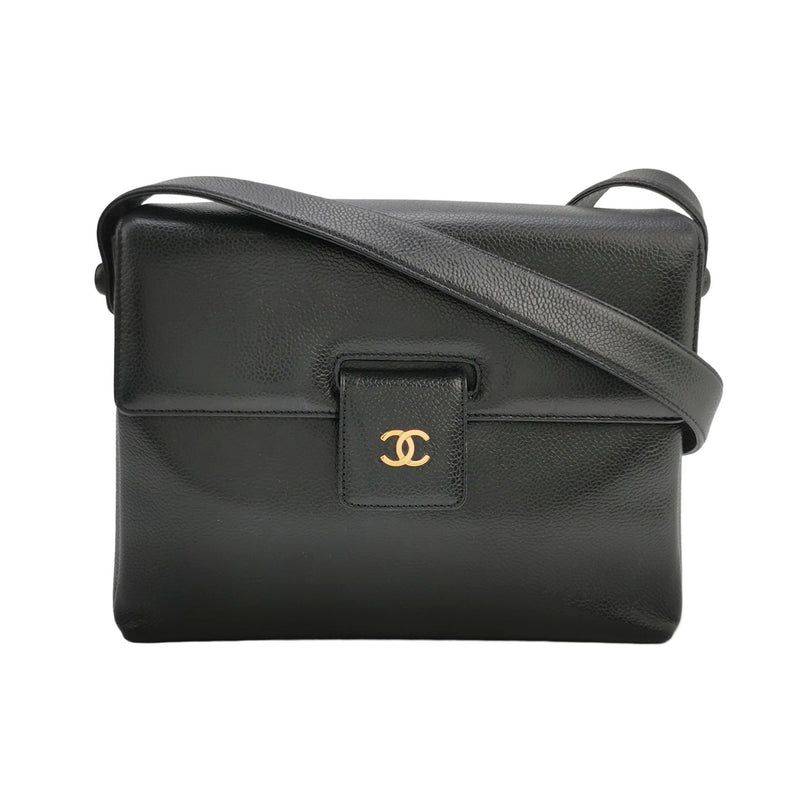 Chanel Vintage Square CC Flap Bag Medium Black Caviar Gold Hardware