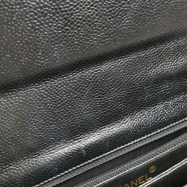 Chanel Vintage Square CC Flap Bag Medium Black Caviar Gold Hardware