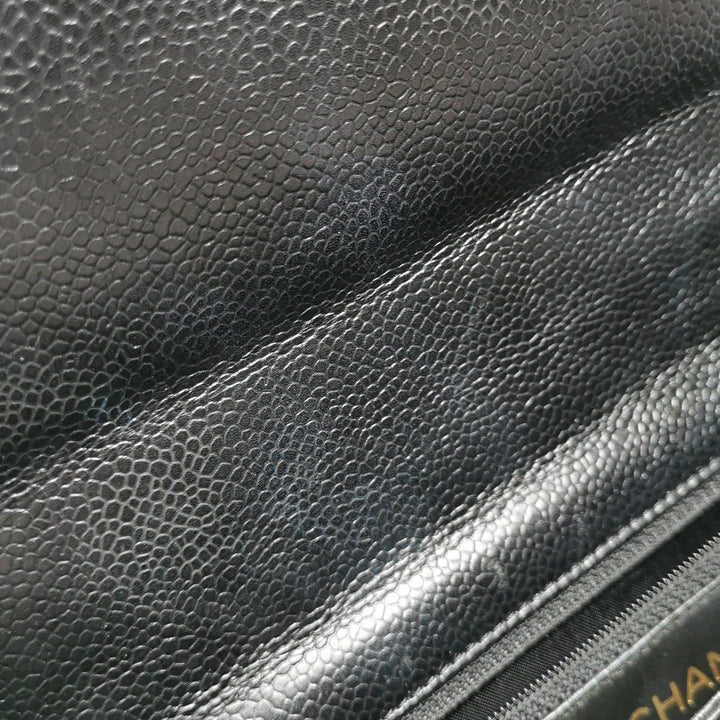 Chanel Vintage Square CC Flap Bag Medium Black Caviar Gold Hardware