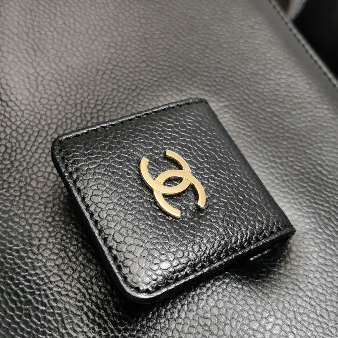 Chanel Vintage Square CC Flap Bag Medium Black Caviar Gold Hardware