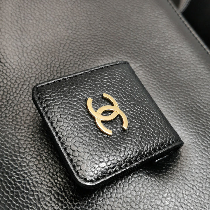 Chanel Vintage Square CC Flap Bag Medium Black Caviar Gold Hardware