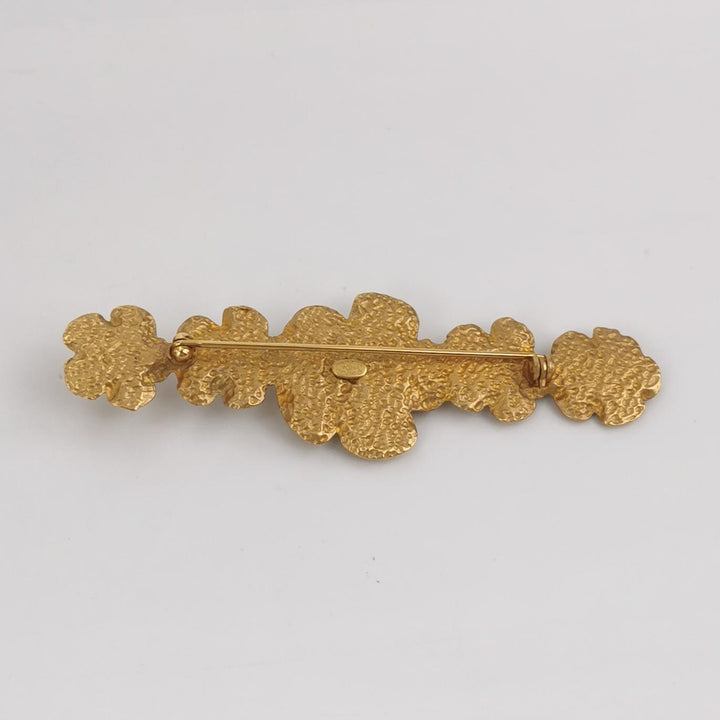 Chanel Vintage Camellia Gold Tone Brooch Pin