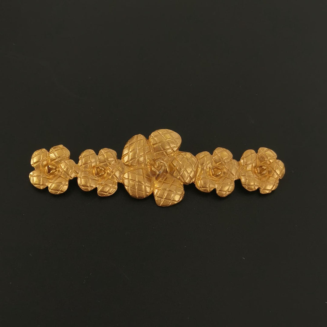 Chanel Vintage Camellia Gold Tone Brooch Pin
