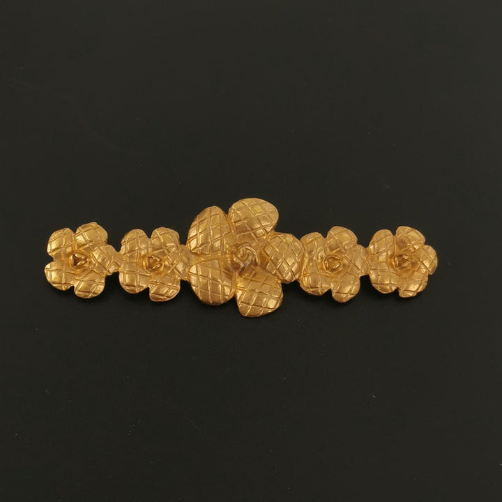 Chanel Vintage Camellia Gold Tone Brooch Pin