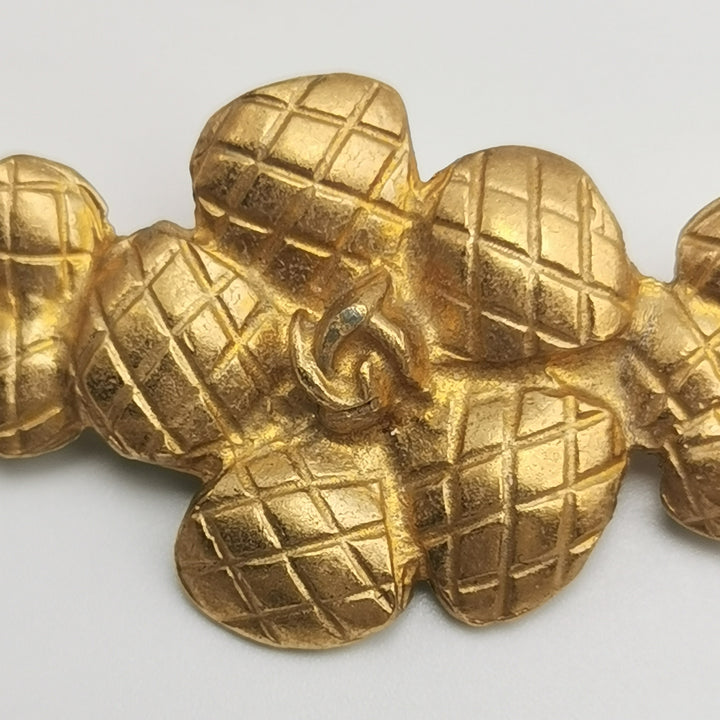Chanel Vintage Camellia Gold Tone Brooch Pin