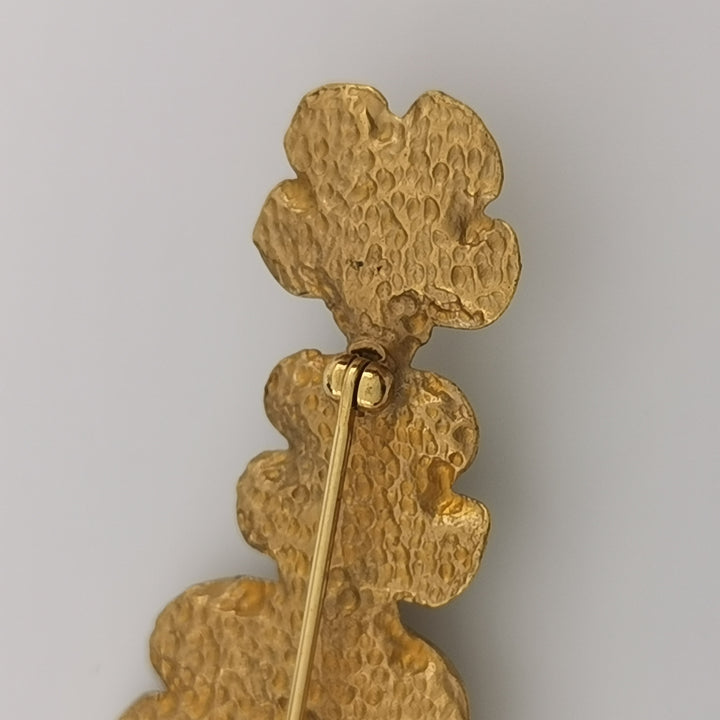 Chanel Vintage Camellia Gold Tone Brooch Pin
