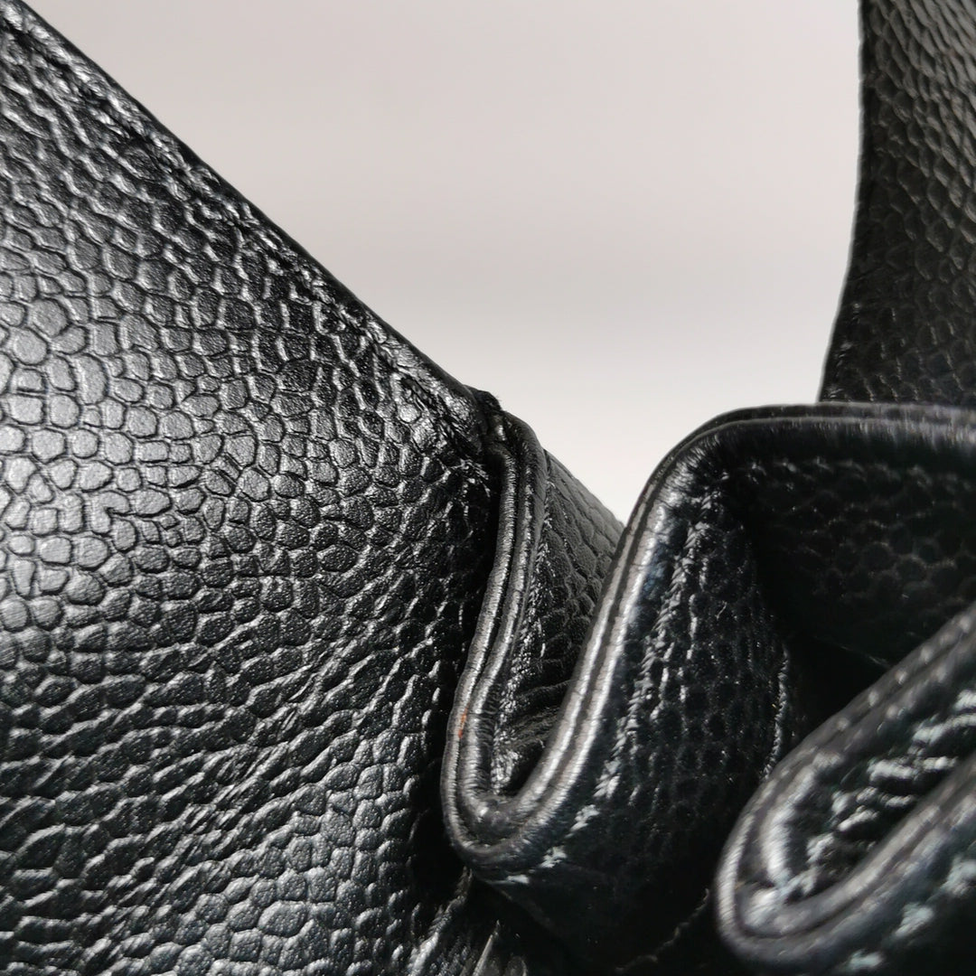 Chanel Vintage Square CC Flap Bag Medium Black Caviar Gold Hardware