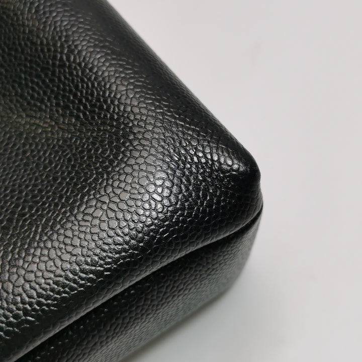 Chanel Vintage Square CC Flap Bag Medium Black Caviar Gold Hardware