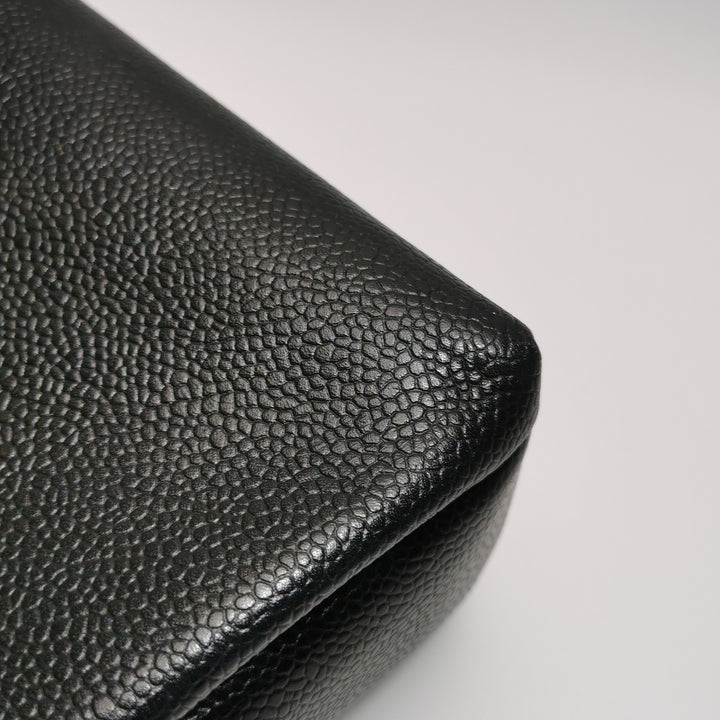 Chanel Vintage Square CC Flap Bag Medium Black Caviar Gold Hardware