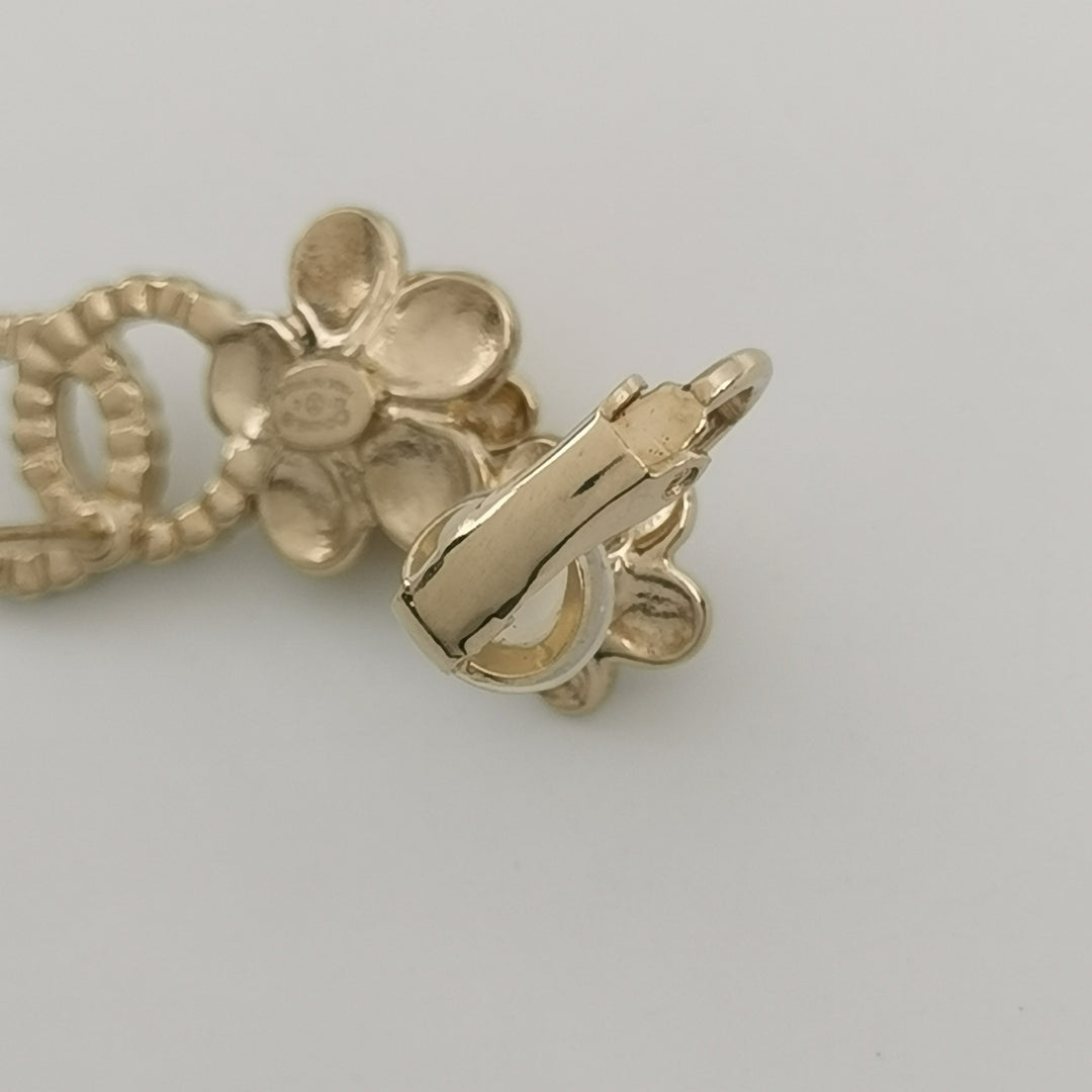 Chanel 2021 Strass & Resin Floral CC Ear Climber Earrings