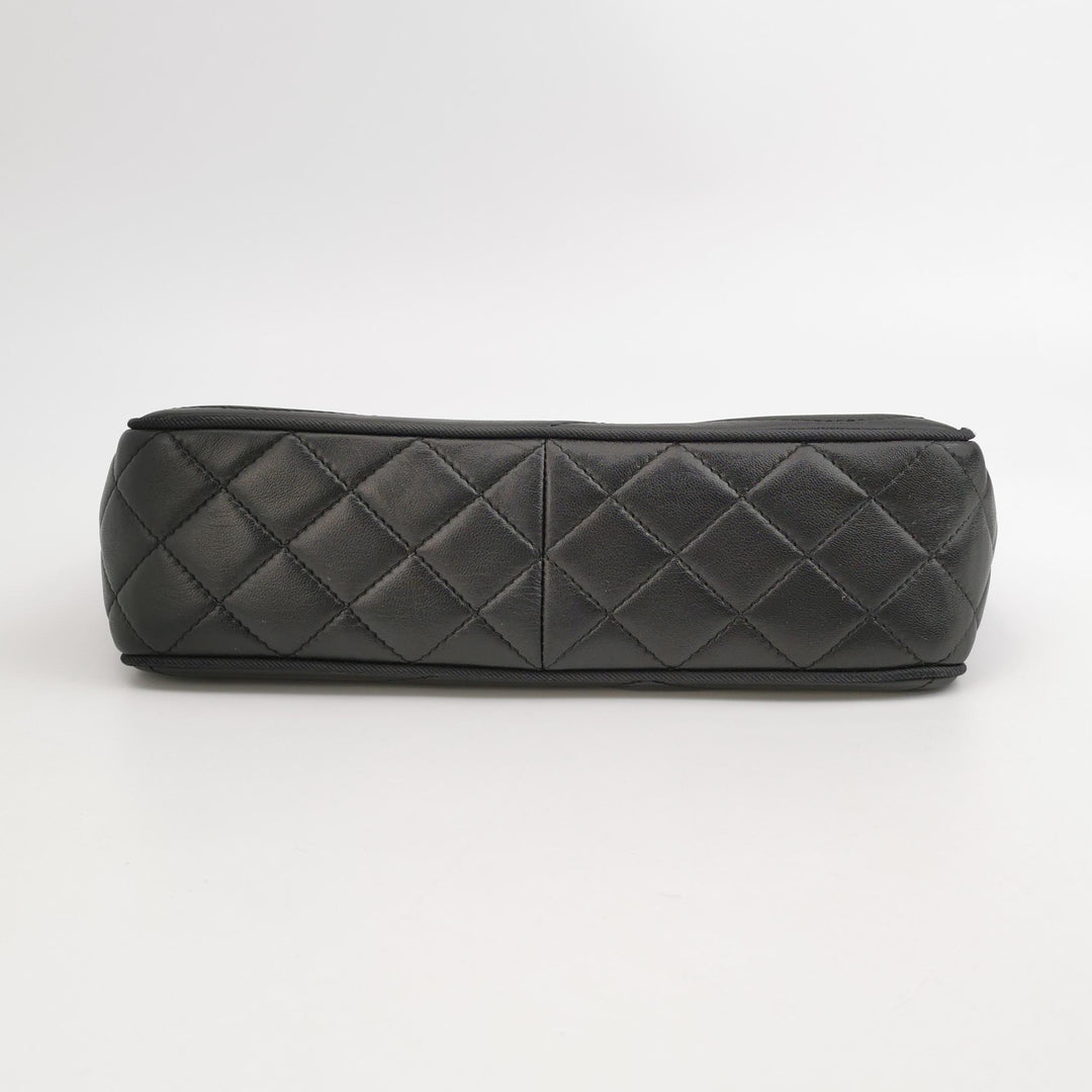 Chanel Scallop Quilted Pagoda Flap Bag Medium Black Lambskin Gold Hardware