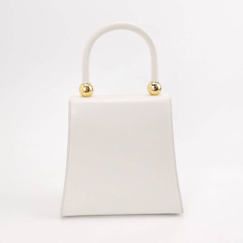 Celine Vintage White Kelly Bag With Gold Hardware