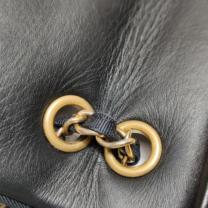 Chanel Scallop Quilted Pagoda Flap Bag Medium Black Lambskin Gold Hardware