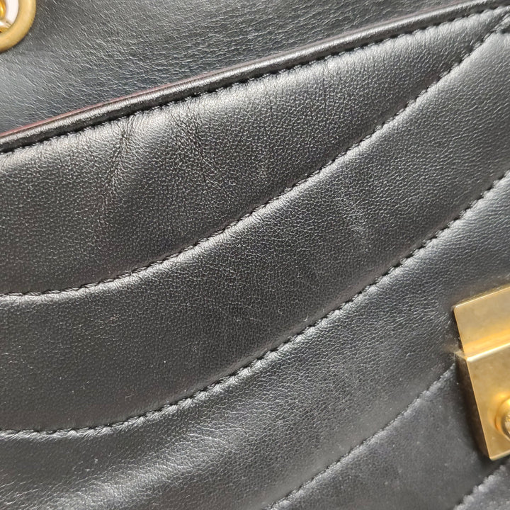 Chanel Scallop Quilted Pagoda Flap Bag Medium Black Lambskin Gold Hardware